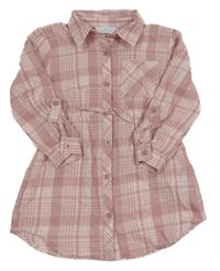 Růžovo-bílé kostkované košilové šaty Primark