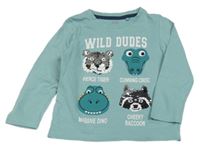 Světlemodré triko se zvířátky a flitry C&A