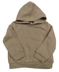 Béžová mikina s 3D nápisem a kapucí Shein