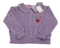 Nové - Fialová sametová mikina s nášivkami a límcem Monsoon