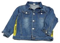 Tmavomodrá riflová bunda s nápisy a prošoupáním Frog Prince