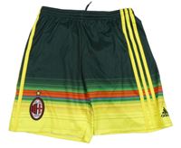 Khaki-žluté proužkované fotbalové funkční kraťasy s pruhy Adids 