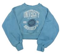 Světlemodrá crop mikina s nápisem 