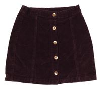 Vínová manšestrová propínací sukně George 