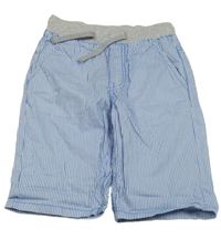 Modro-bílé pruhované plátěné kraťasy se šedým pasem Kids