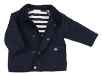 Tmavomodrá šusťáková prošívaná zateplená bunda Next 