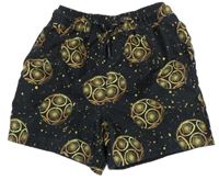 Černé plážové kraťasy s fotbalovými míči Next 