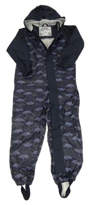 Tmavomodrá nepromokavá kombinéza s lodičkami a kapucí Lupilu