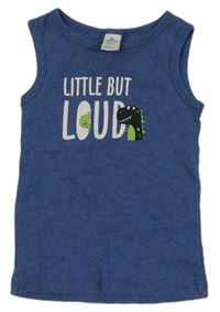 Tmavomodré tílko s nápisem a dinosaury Topomini