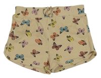 Béžové bavlněné kraťasy s motýly Dopodopo