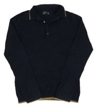 Tmavomodrý vzorovaný svetr s límečkem Next