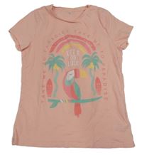 Broskvové tričko s tukanem a duhou C&A