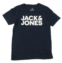 Tmavomodré tričko s logem Jack&Jones