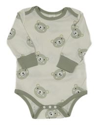 Bílo-khaki žebrované body s medvídky 