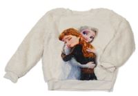 Smetanová chlupatá třpytivá mikina s Frozen Disney