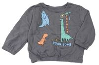 Šedá oversize mikina s dinosaurem Primark