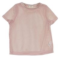 Světlerůžové síťované crop tričko Candy Couture