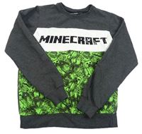 Tmavošedo-bílo-zelená mikina s Minecraft Matalan