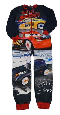 Černošedo-tmavomodro-červený fleecový overal s Cars Disney