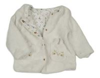 Bílá plyšová podšitá oboustranná bunda s čumáčky zn. DU PareiL