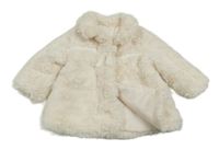 Smetanový kožešinový zateplený kabátek s mašlí a límečkem George