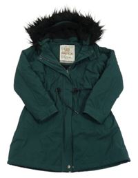 Smaragdová šusťáková zimní parka s odepínací kapucí s kožešinou Mexx