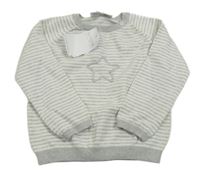 Nové - šedo-bílý pruhovaný svetr s hvězdičkou the little white company