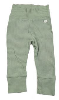 Olivové žebrované tepláky s nášivkou H&M