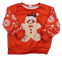 Červená vánoční mikina s perníčkem a vločkami SHEIN