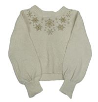 Smetanovo-zlatý melírovaný svetr s vločkami TAHARI