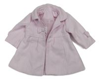 Světlerůžový flaušový podšitý kabát s mašlemi a límečkem early days
