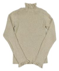 Světlešedo-smetanový melírovaný žebrovaný rolák s volánky Next