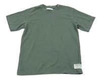 Khakišedé žebrované teplákové tričko s nášivkou ZARA