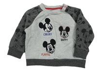 Světlešedo-tmavošedá melírovaná mikina s Mickey Disney