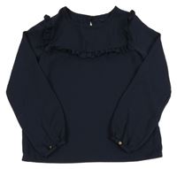 Tmavomodré vzorované mikinotriko s volánky KIABI