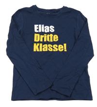 Tmavomodré triko s nápisy C&A