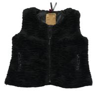 Černá kožešinová zateplená vesta ORCHESTRA