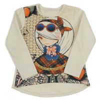 Smetanovo-meruňková prošívaná dlouhá mikina s dívkou 