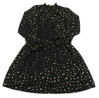 Černé žoržetové šaty se zlatými hvězdičkami KIDS