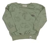 Světlekhaki mikina s dinosaury a palmami RABBIT BEAR