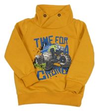 Hořčicová mikina s monster truckem dopodopo