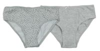 2x - Kalhotky - Šedo/bílé vzorované, šedé melírované s mašličkou alive