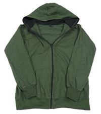 Tmavokhaki propínací mikina s kapucí Y.F.K.