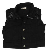 Černá riflová crop vesta s kamínky H&M