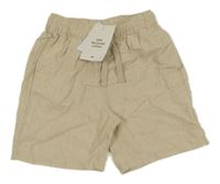 Nové - světlebéžové melírované lněné kraťasy H&M