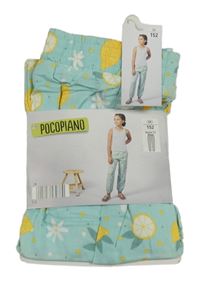 Nové - mátové puntíkaté cuff lehké kalhoty s citrony POCOPIANO