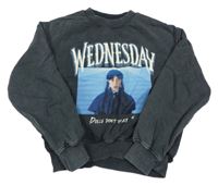 Tmavošedá oversize mikina s Wednesday ZARA