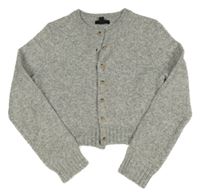 Šedý melírovaný propínací crop svetr New Look