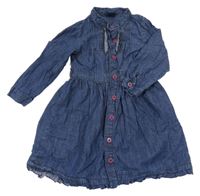 Tmavomodré riflové propínací šaty s volánky Kiki&Koko