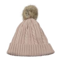 Světlepudrová žebrovaná vzorovaná čepice s bambulí H&M